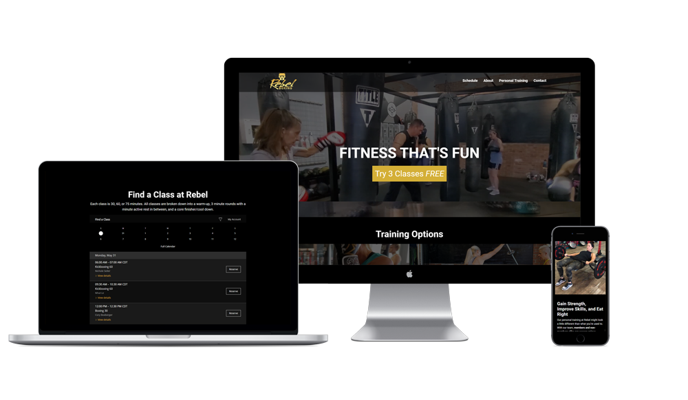 rebel boxing club website on devices