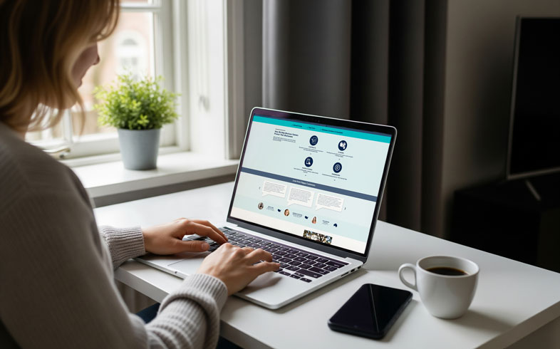 business owner looking at solivagant legal website