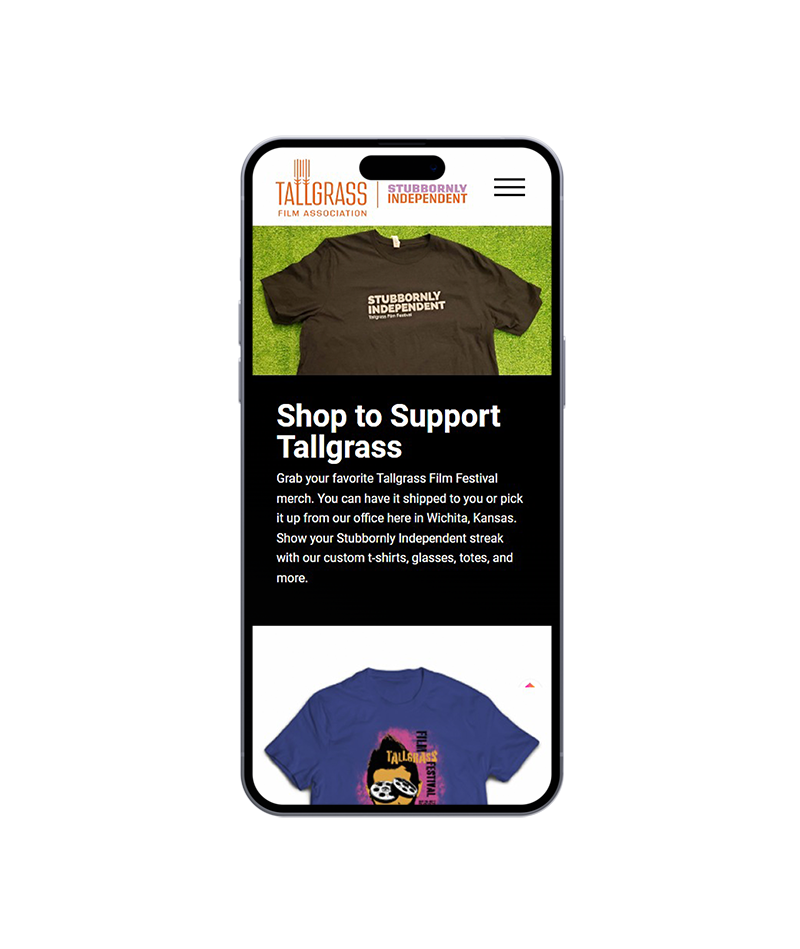 tallgrass website ecommerce on iphone