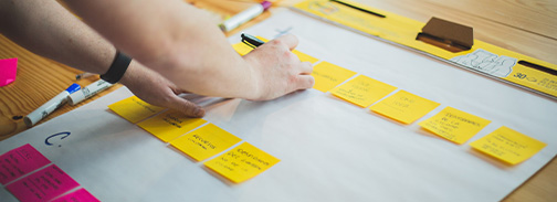 post it notes showing a marketing strategy