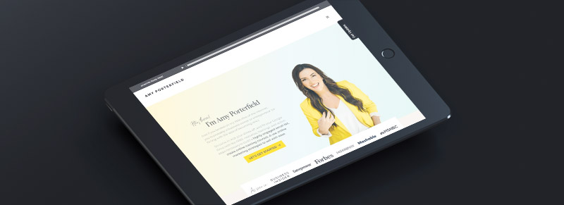 amy porterfield website on ipad for website management