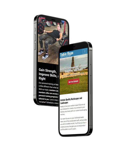 screenshot of tobin rupe and rebel boxing websites on iphones