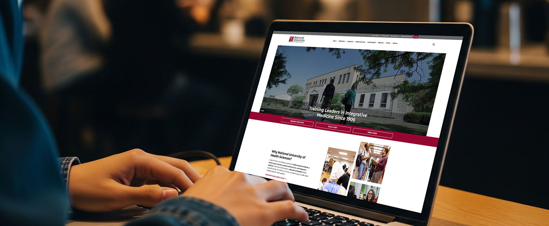 student using nuhs website on laptop