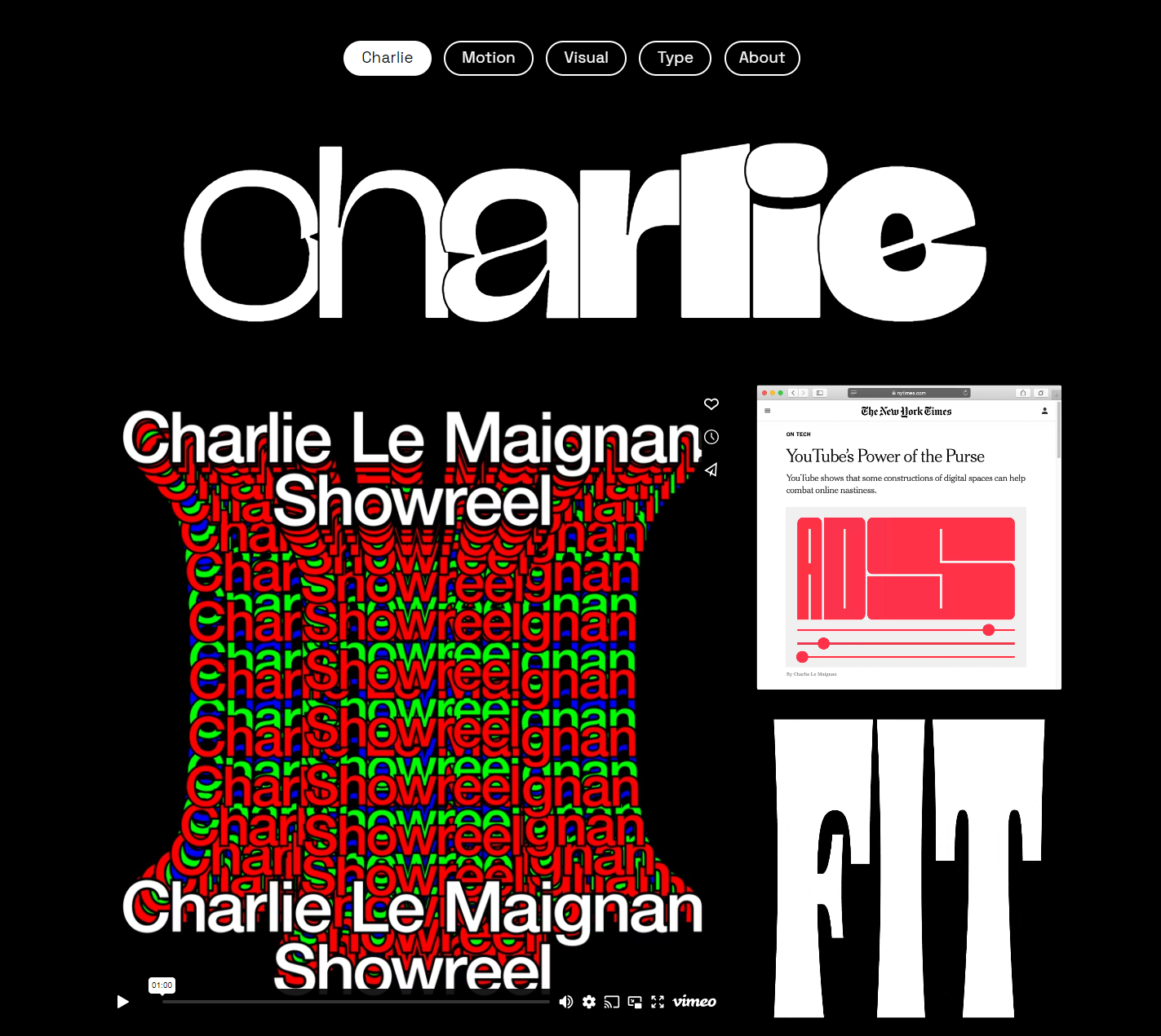 screenshot of Charlie Le Maignan website