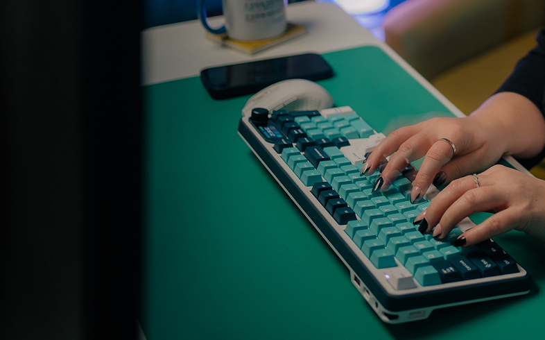 marisa typing on keyboard