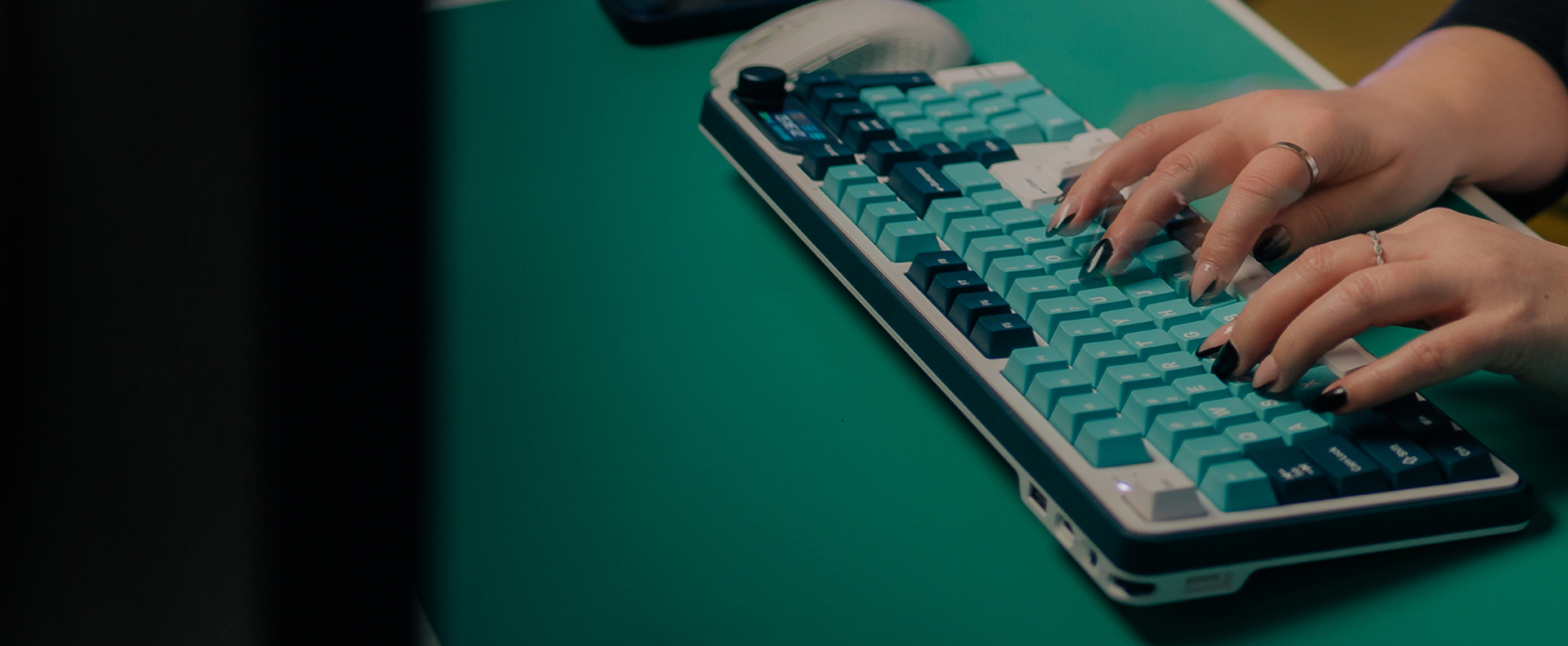 marisa typing on keyboard