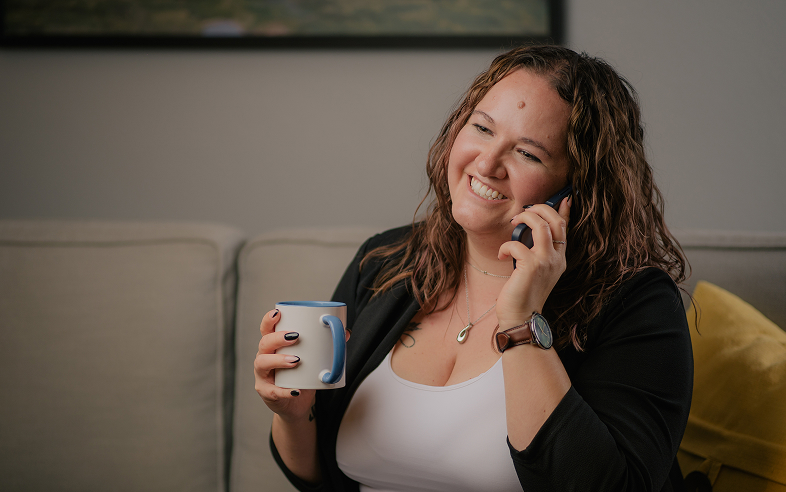 Marisa on a phone call