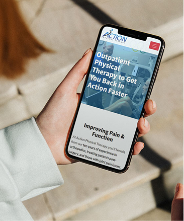 action physical therapy website on a phone